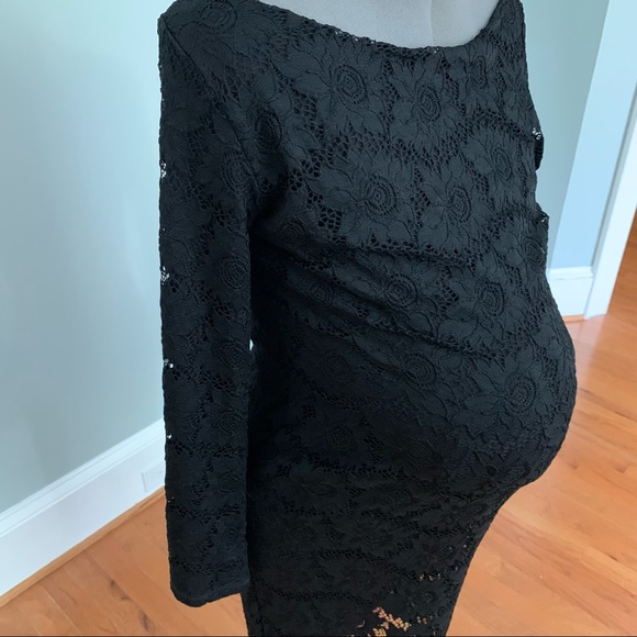 Ingrid & Isabel maternity long sleeve black lace straight fit dress medium size - Picture 3 of 8